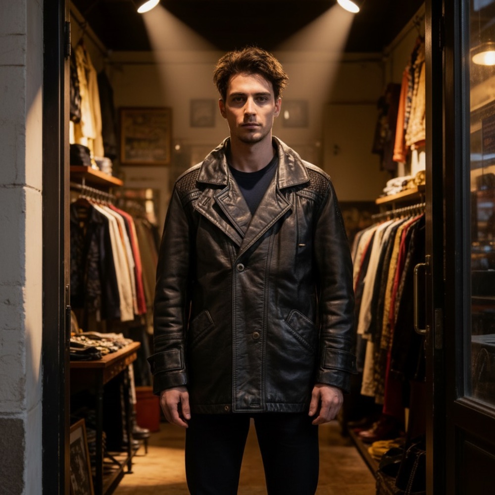 Avanti | Genuine Leather Coat with Snakeskin Accent | S